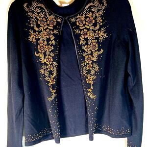 Ann Taylor black wool sequin jacket size MP